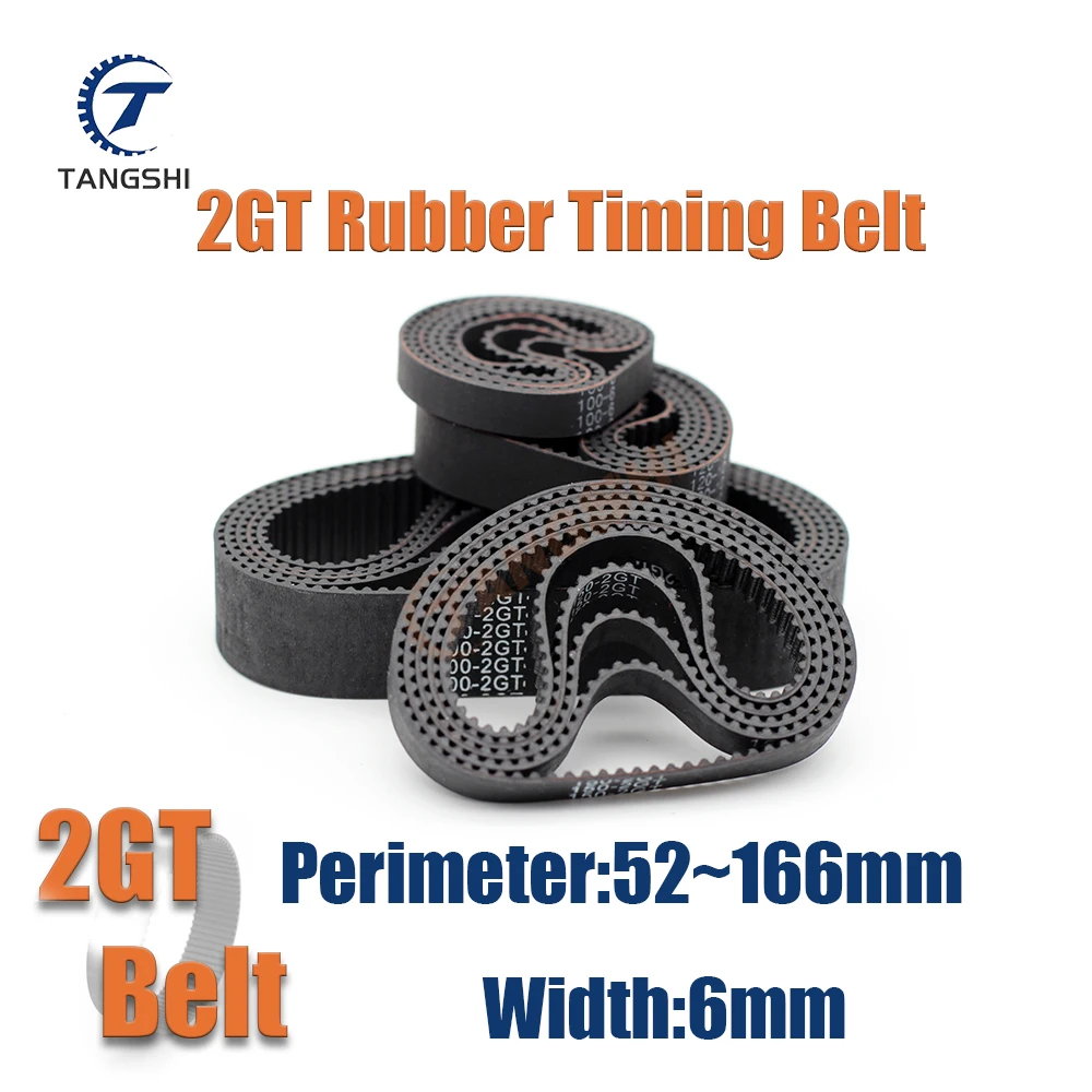 2GT Rubber Closed Loop Timing Belt Width 6mm Perimeter 52~166mm GT2 3D Printer Synchronous Belt Parts 2GT-94 2GT-100 2GT-120 GT2