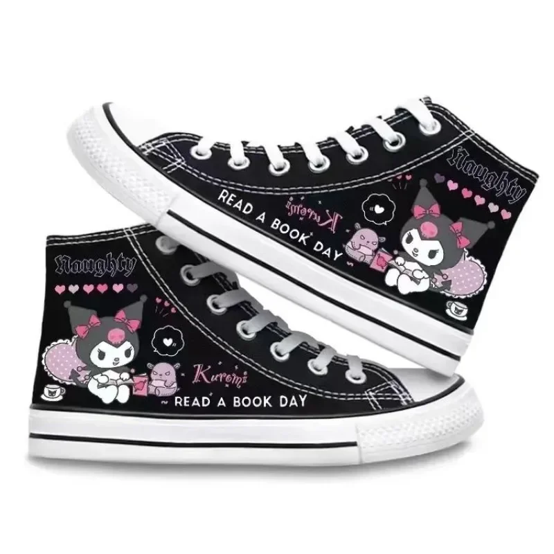 Sanrio Spring Autumn New Kuromi Printed Boys and Girls Canvas Shoes Cute Melody Cartoon Anime Shoes Unisex Casual Shoes Sneakers