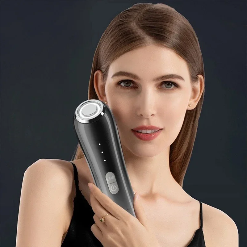Mini dispositif ultrasonique RF EMS pour raffermissement de la peau du visage, rouge et bleu, appareil de Lifting du visage, menton, cou, yeux, masseur Anti-rides, usage domestique