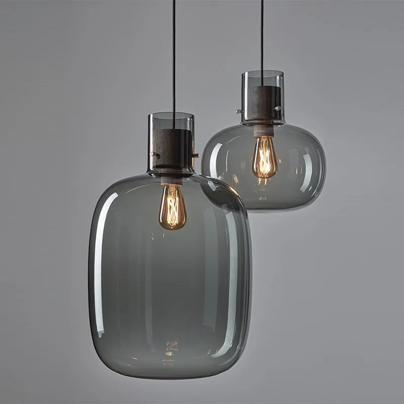 Nordic LED Pendant Light Minimalist Iron Glass Bottle Indoors Decorative Lamp For Dining Room Bar Bedroom Bedside Study Fixtures