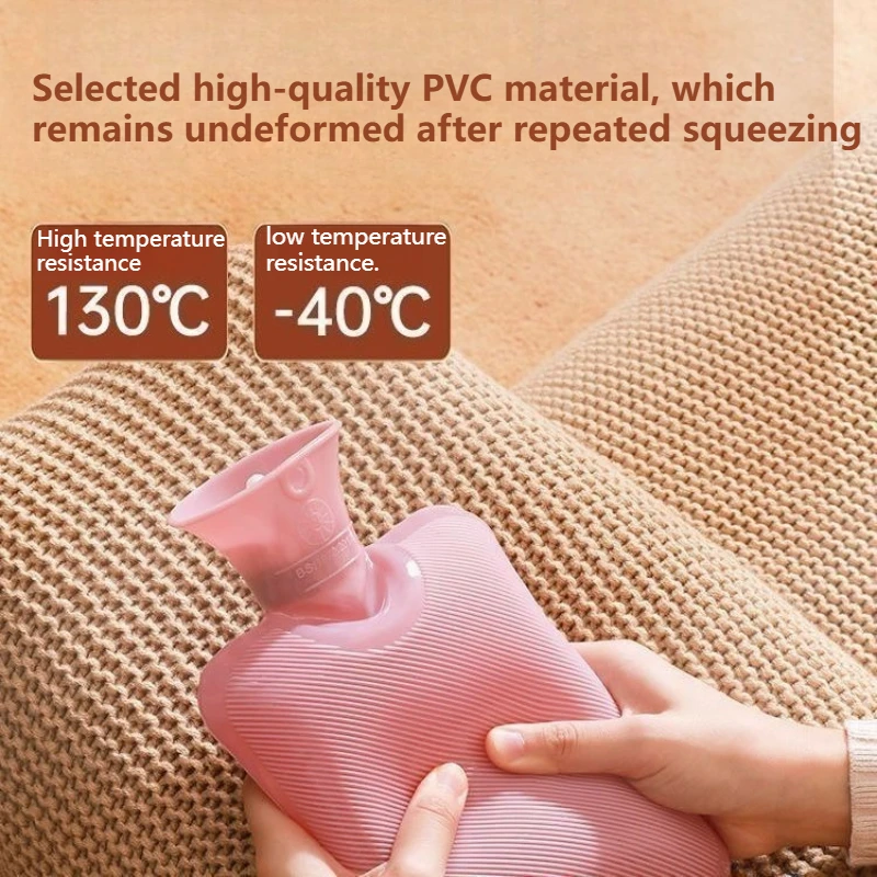1PC Thickened Hot Water Bottle Rubber Bag Explosion-Proof Portable Rabbit Fur-Like Hot Compress Special Hot Water Bag