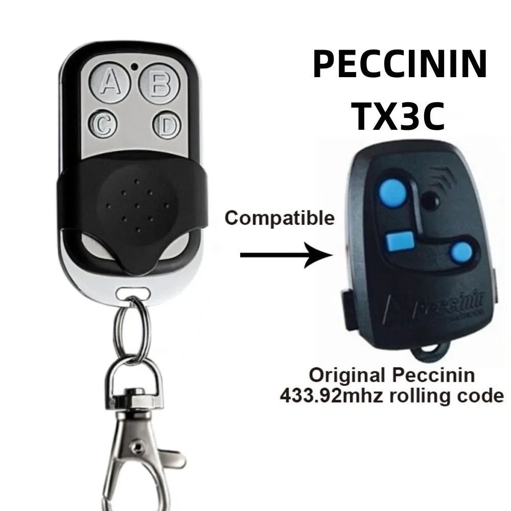 PECCININ Remote Control 433.92MHz Rolling Code 3 Buttons Electronic Gate Control Garage Door Opener Transmitter