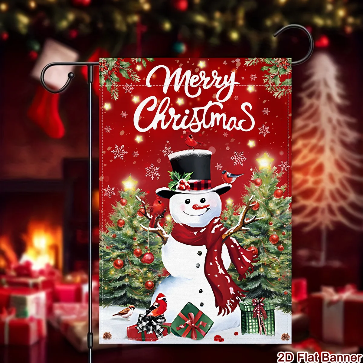 Merry Christmas Garden Flag 30*45cm Durable Polyester Double-Sided Yard Flag for Garden Lawn Christmas Supplies No Pole Included