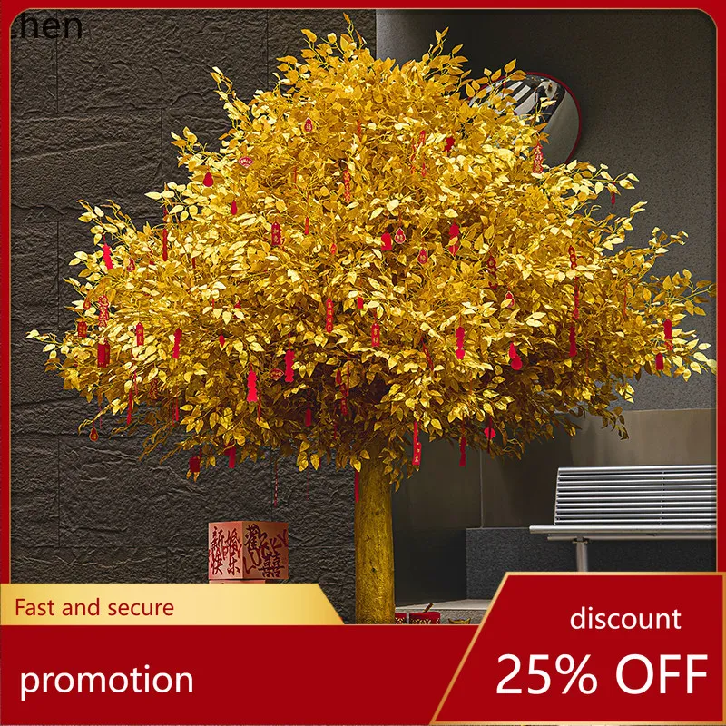 

CZ Eco-Friendly Artificial Golden Banyan Tree New Year Red Envelope Tree Mall Hotel Decoration Internet Celebrity Wishing Tree