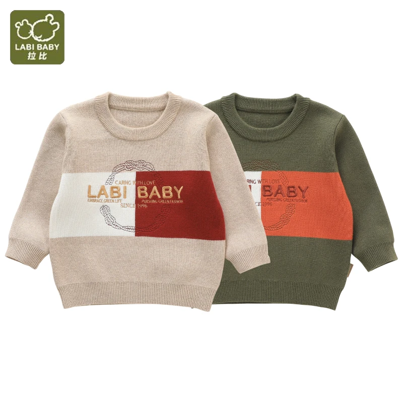 

LABI BABY Boys Sweater Autumn Retro British Style Sweater Long Sleeve Pullover Knitted Shirt for Boys Knitwear Top Warm Clothes