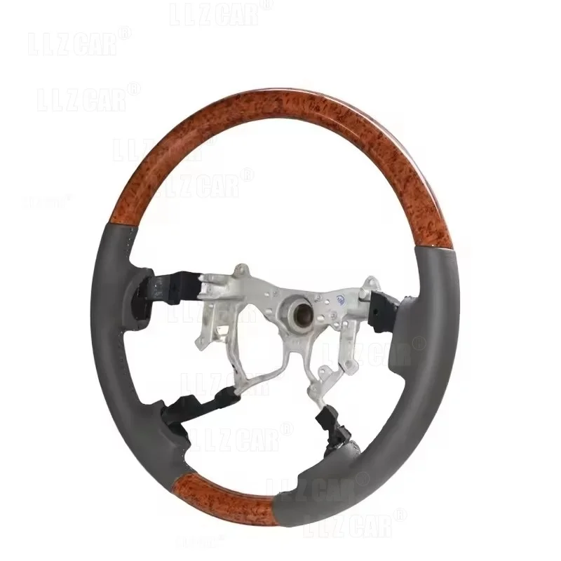 Wooden Leather Steering Wheel Sport Mod Interior Upgrade For Toyota Land Cruiser FJ200 LC200 2008‑2015 Car Interior Accessories