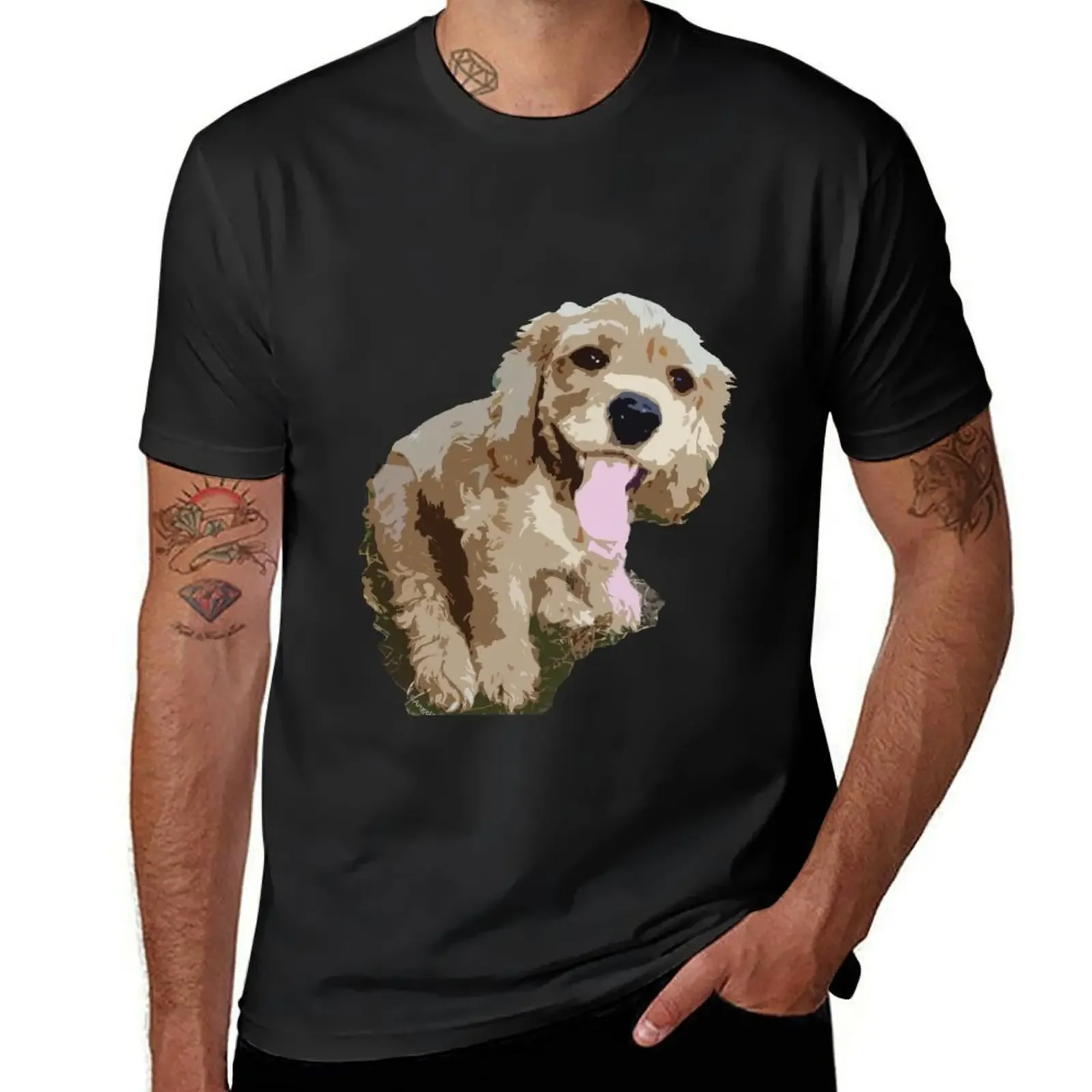 Spaniel Pup Graphic T-Shirt summer clothes designer shirts plain white t shirts men