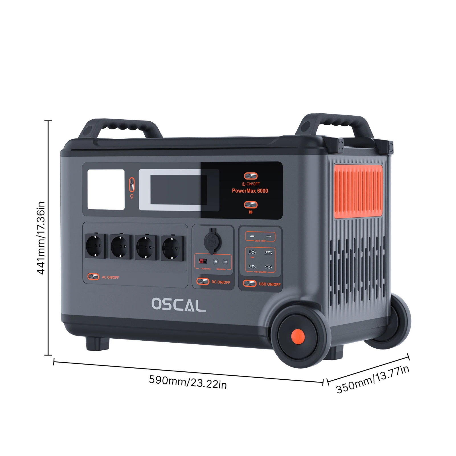 Oscal PowerMax 6000 6000W Rugged Power Station 3600Wh to 57600Wh LiFePO4 Battery 14 Outlets 120V/240V Dual Voltage Output 3500+