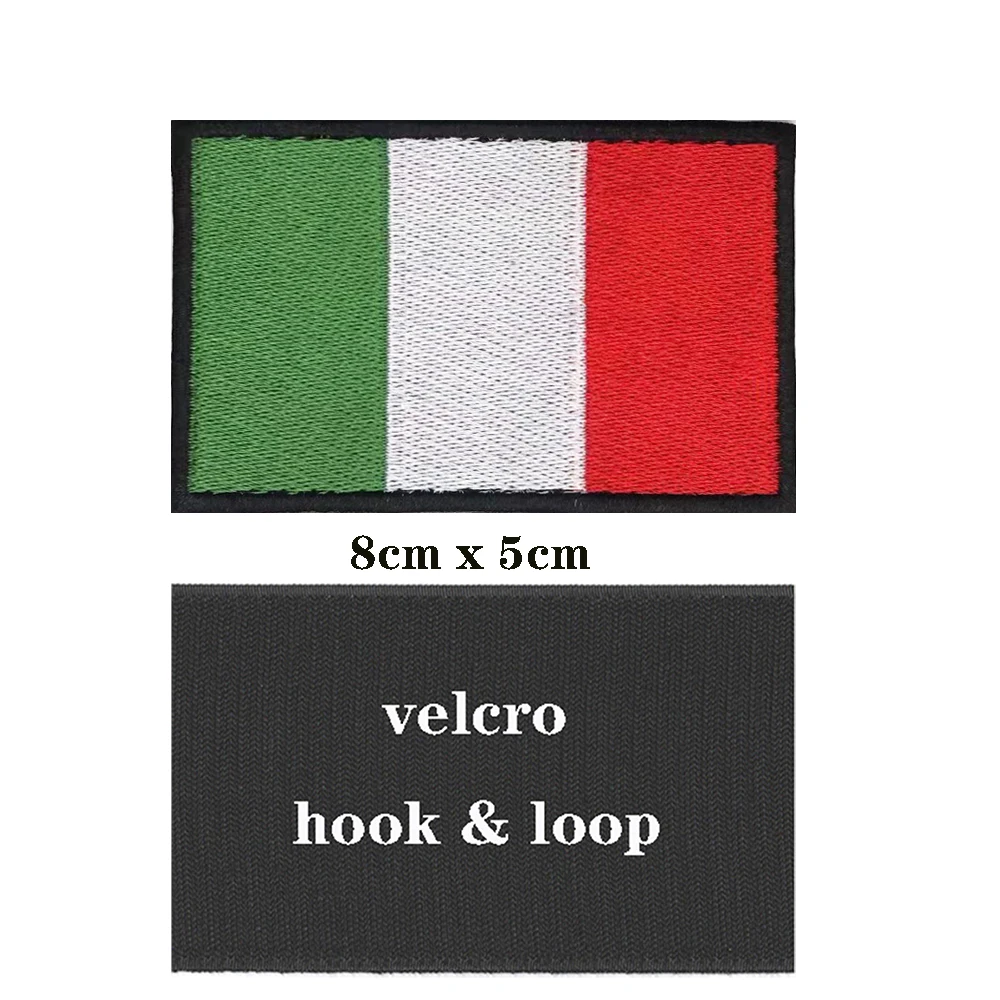 1PC Italian Flag Italy Armband Embroidered Patch Hook & Loop Or Iron On Embroidery  Badge Cloth Military Moral Stripe