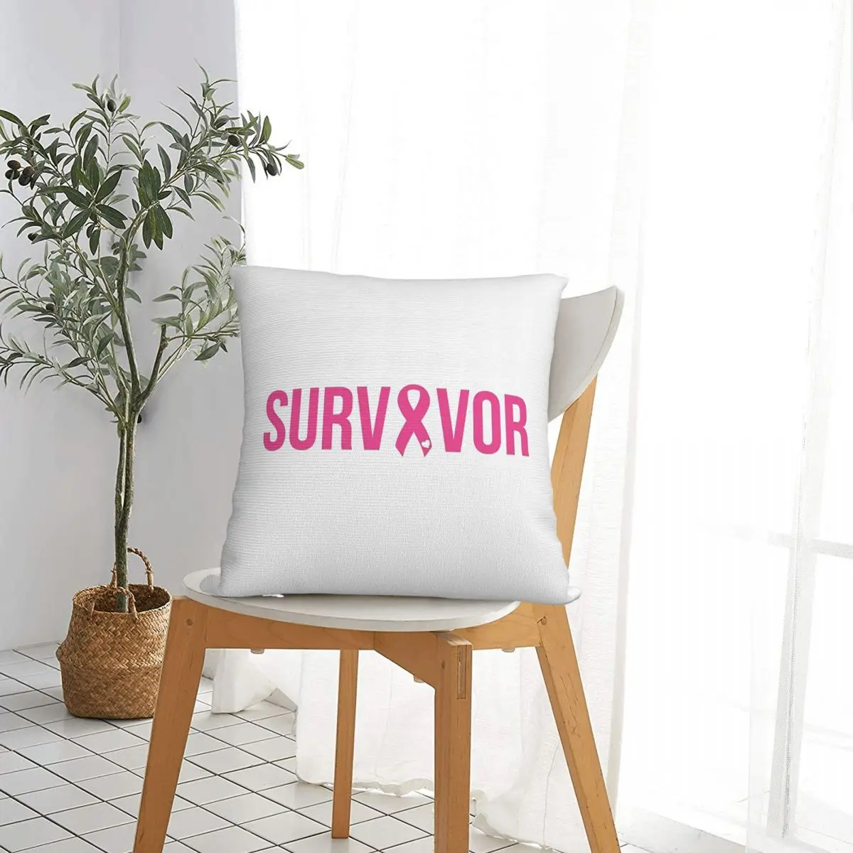 Breast Cancer Survivor Pillowcase Polyester Cushion Cover Decorations Throw Pillow Case Cover Home Square 18'