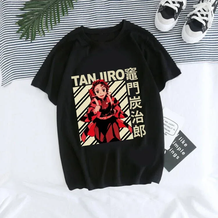 

Oversized T-shirt Women Kaus Grafis Anime Demon Slayer Uniseks Tanjirou T-Shirts Kamado Kaus Kimetsu No Yaiba Nezuko