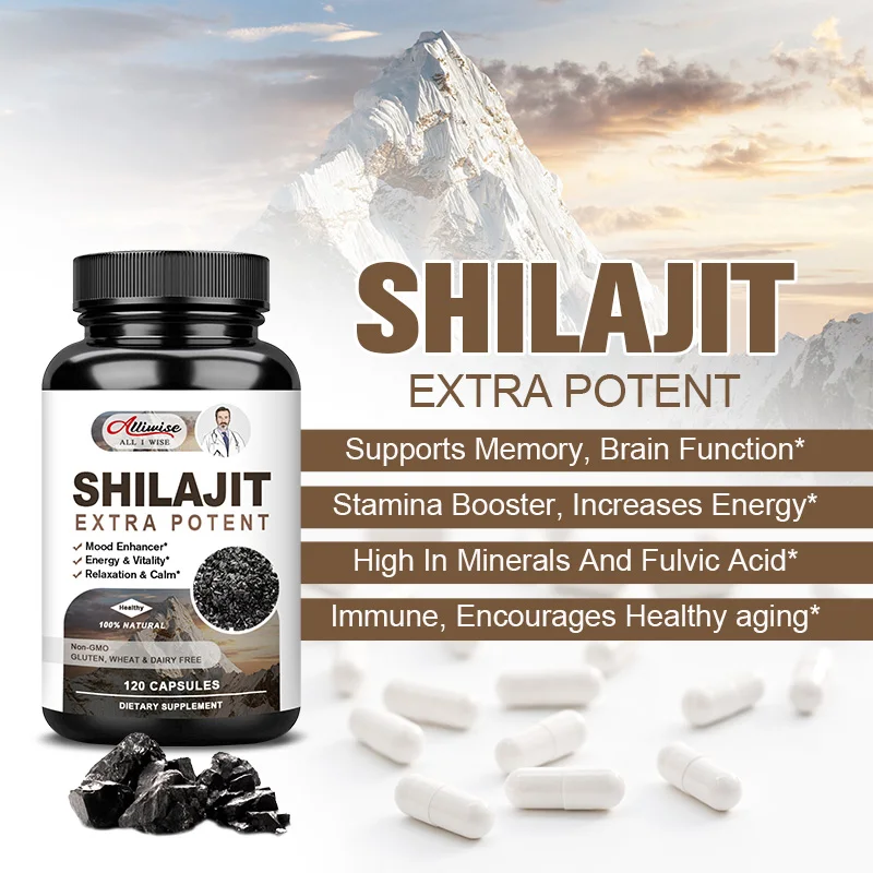 Alliwise Shilajit Original Capsules and Energy Replenishment Zinc Potassium Minerals Brain Memory Muscle Stamina Free Shipping