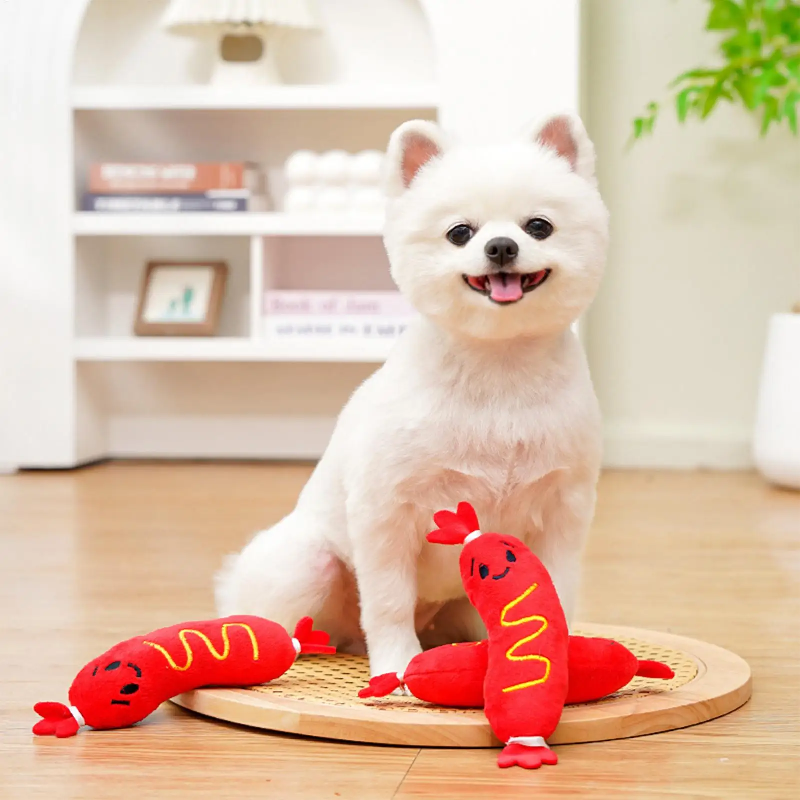Hund Quietschendes Spielzeug Hot Dog Form Weiches Plüsch Hundespielzeug Für Katzen Hunde Haustier Schleifen Zähne Spielzeug für Haustier Eltern Trainer