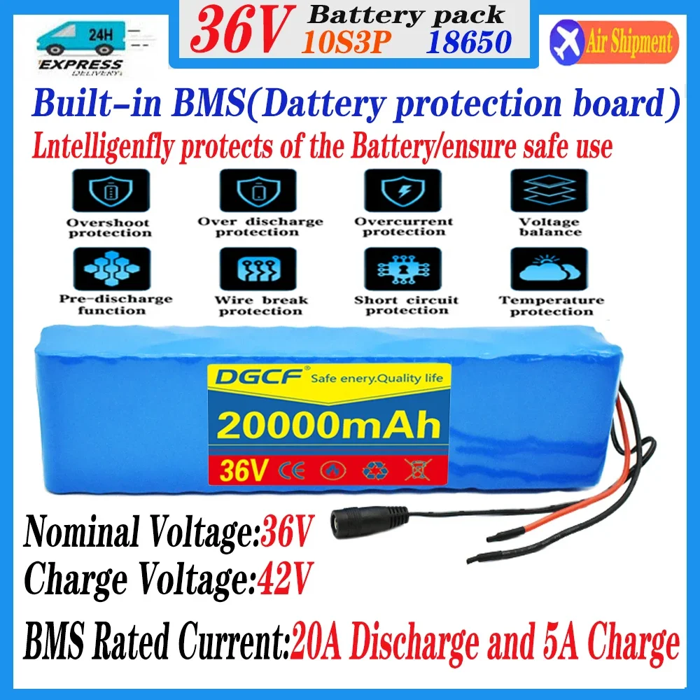 

Upgrade 36V 20Ah 10S3P Electric Scooter Battery Pack 36v Battery Scooter 18650 Lithium M365 Electric Scooter +42V charger