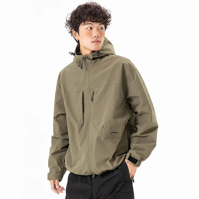 

Three-proof Lightweight Mountain Cargo Jacket Men's Women's Loose Casual Outdoor Waterproof Windproof Hooded Jacket Unisex Coat