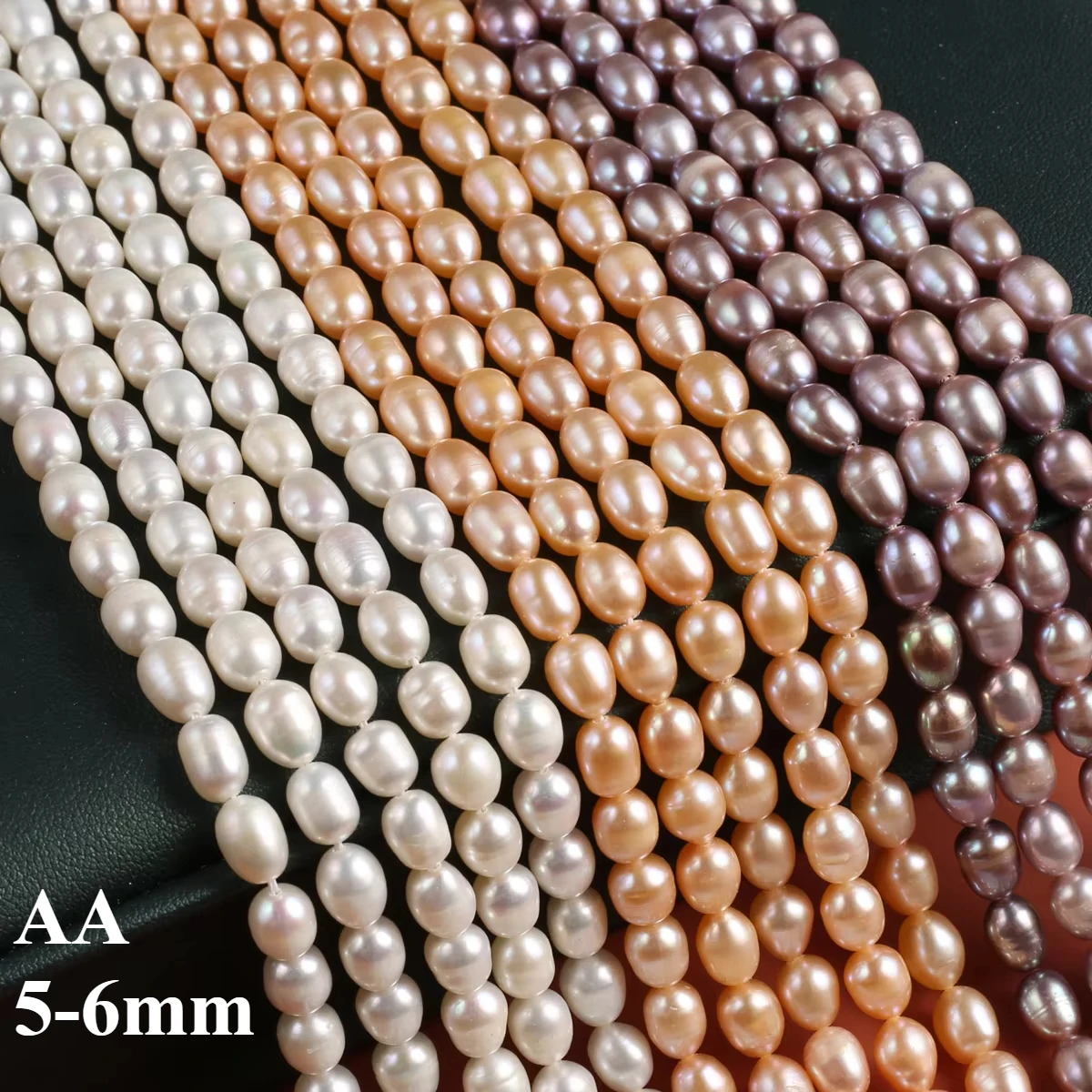 

5-6mm AA Natural Pearl Multi-Coloured Rice Shaped Beads Exquisite for DIY Jewelry Making Handmade Bracelet Necklace Length 36cm