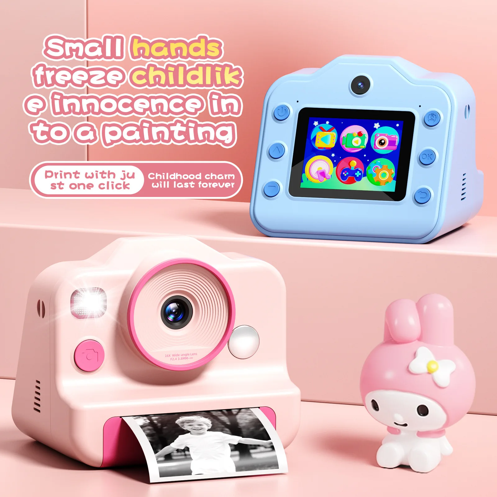 Puzzel Kinderprintcamera HD Digitale Polaroidcamera Polaroidcamera voor kinderen