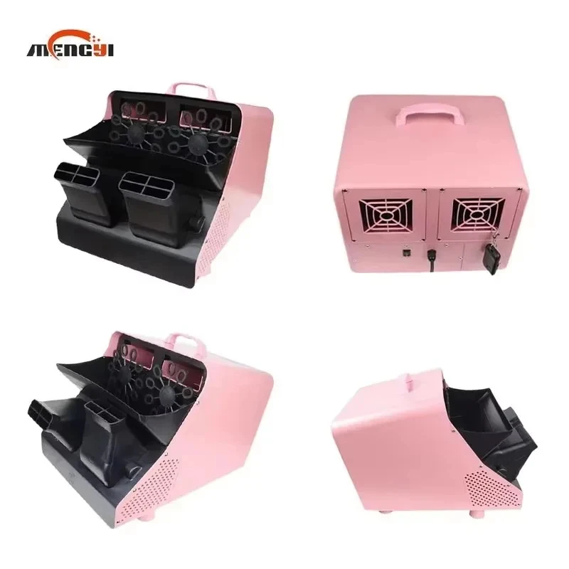 300W Rechargeable Dual-Use Wedding Bubble Machine Stage Plastic Double Wheel with Dry Ice Plug-In