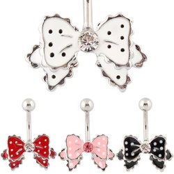 Belly button ring bow-knot fashion body piercing jewelry rosette navel ring bow 14G 316L surgical steel bar Nickel-free