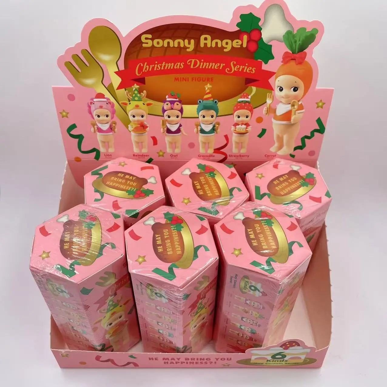 Sonny Angel mini figure 2024 Christmas Dinner Series  Blind Box Mystery Box lion Reindeer Owl Crocodile Strawberry Carrot