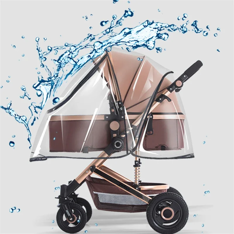 Nuovo passeggino universale copertura antipioggia auto per bambini tempo vento protezione solare trasparente traspirante trolley ombrello