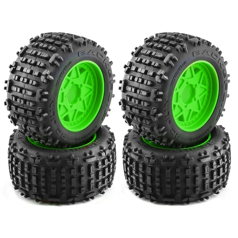 4Pcs 152mm 1/8 1/10 Monster Truck Tire with 12/14/17mm Wheel Hex for TRAXXAS Sledge E-Revo ARRMA KRATON Outcast,Green