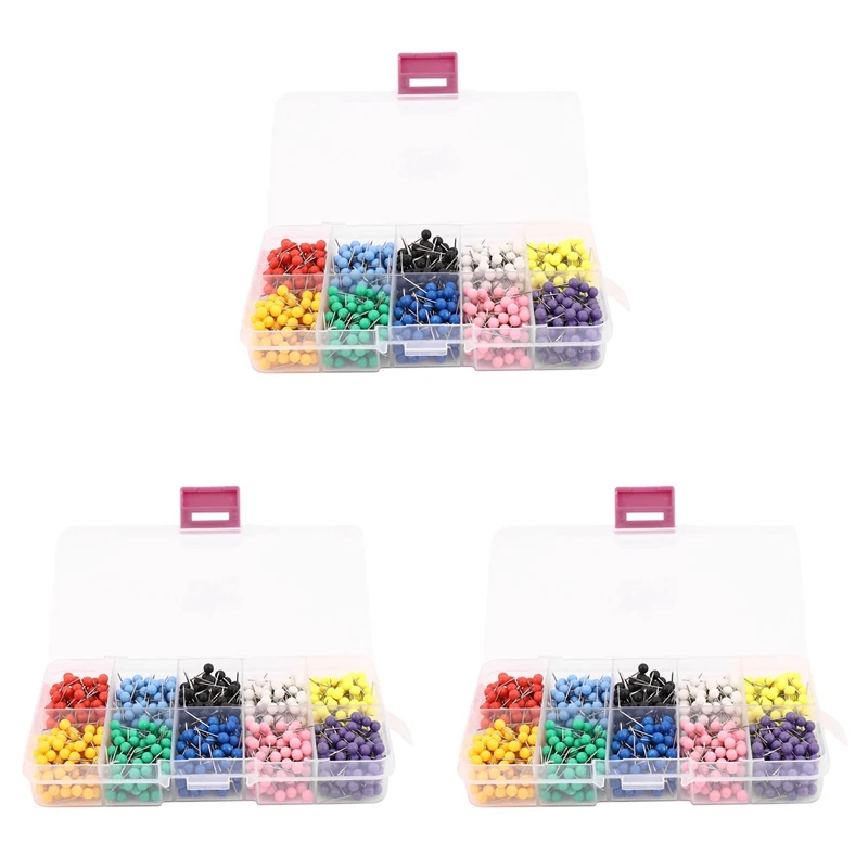 3000Pcs 1/8 Inch Map Push Pins Map Tacks With Plastic Round Heads And Steel Needle Points 10 Colors (Each Color 300 PCS)
