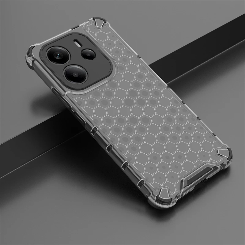 Transparent Phone Case For Redmi Note 14 4G Anti-knock Honeycomb Armor Case For Redmi Note 14 4G Cover For Redmi Note 14 4G Case