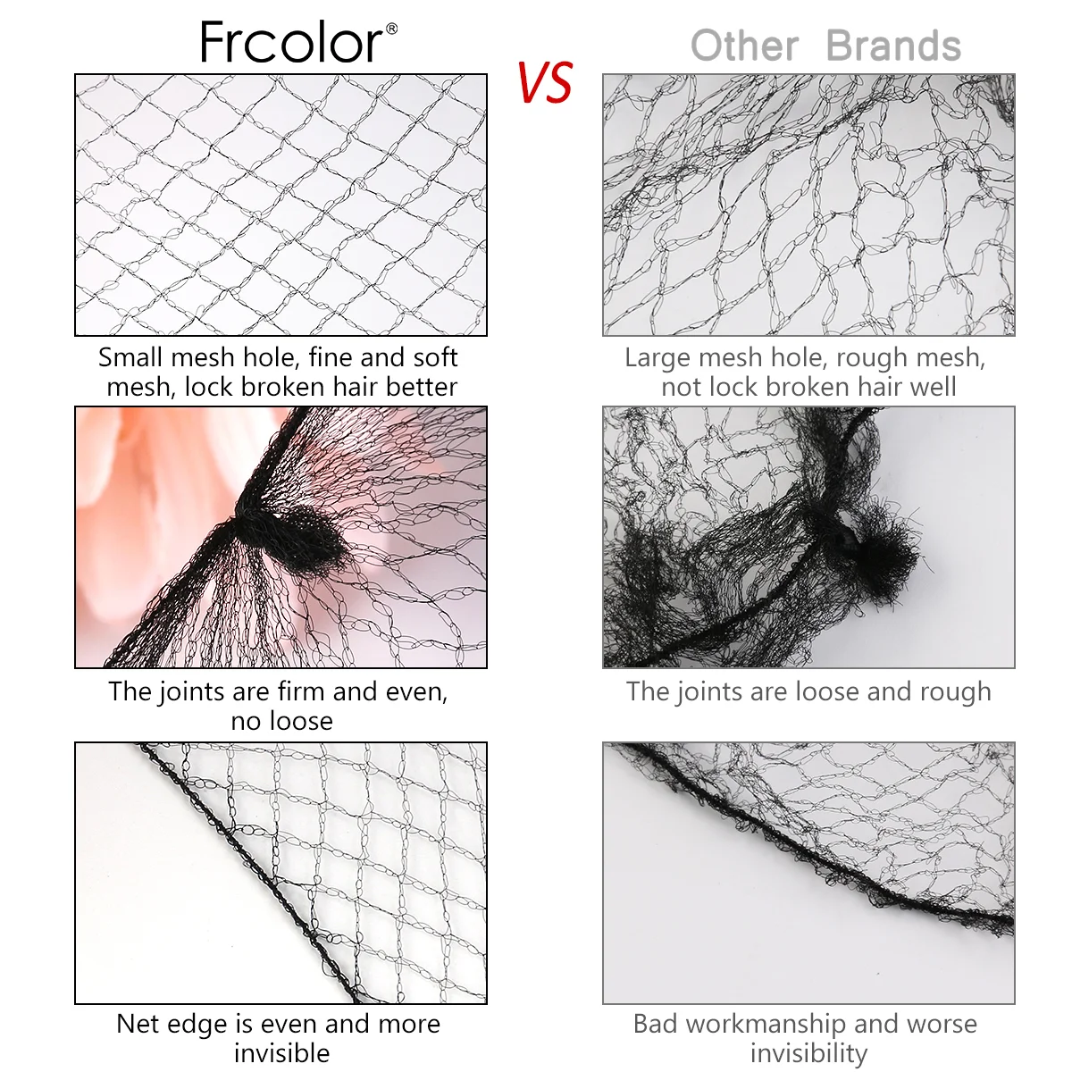 Frcolor 100 Uds. Redes para el cabello invisibles de malla elástica accesorios de vestir para mujeres niñas señoras redecillas negras