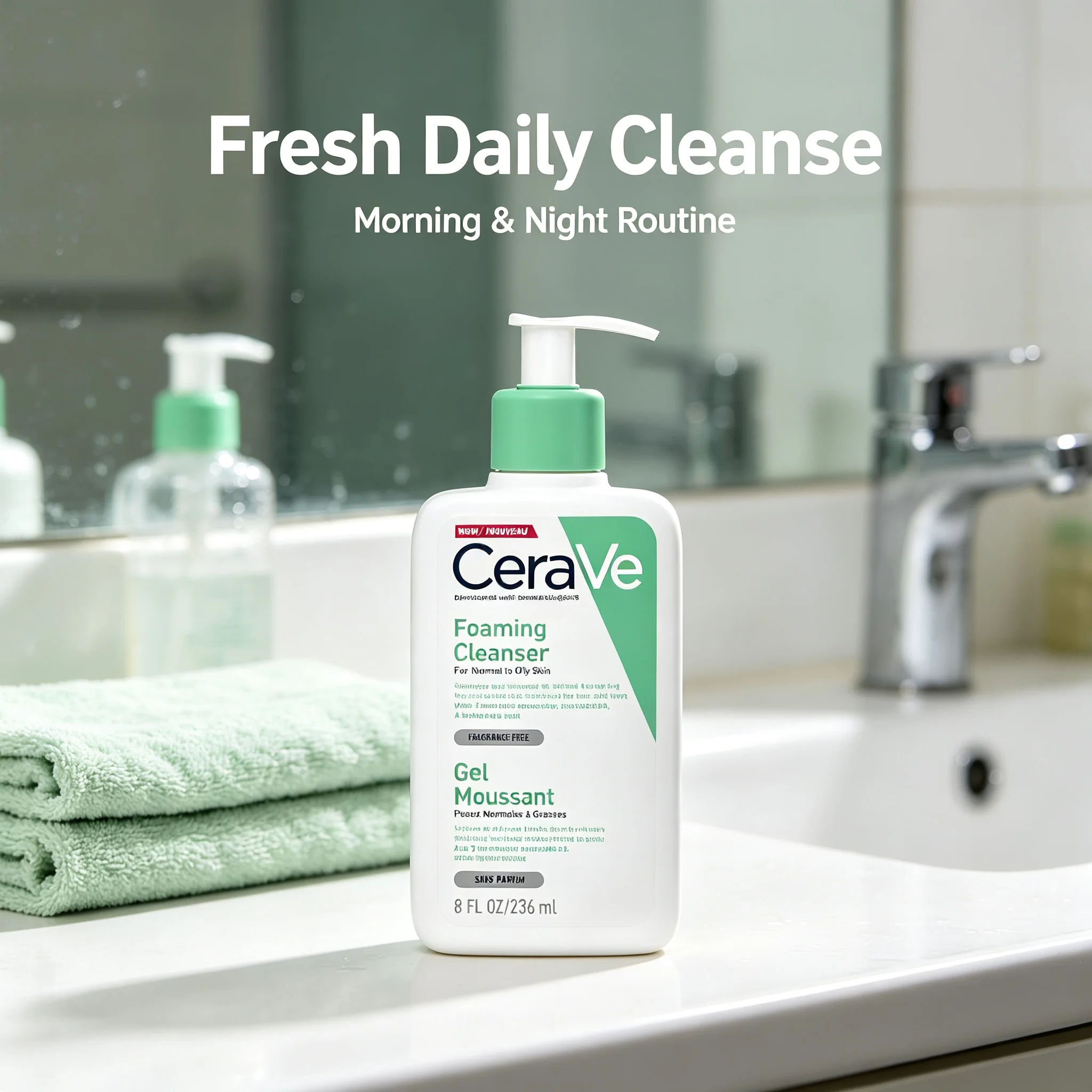 CeraVe Foaming Cleanser 236ml Fragrance‑Free Gentle Wash with Ceramides for Normal to Oily Skin Care