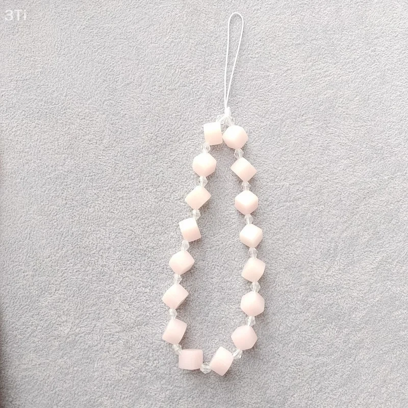 아이폰 전화 로프 스트랩 가방 장식 열쇠 고리 키 체인에 대한 화웨이 Xiaomi에 대한 큐브 구슬 짧은 핸드폰 체인 펜던트