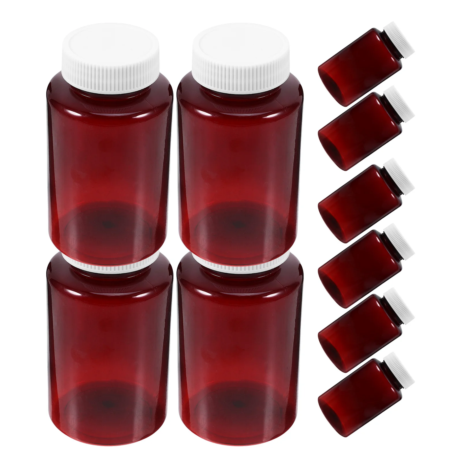 

12pcs Empty Container 200Ml Plastic Bottle Amber Leakproof Capsules Storage Travel Pill Bottles Sealing Caps Pet Material