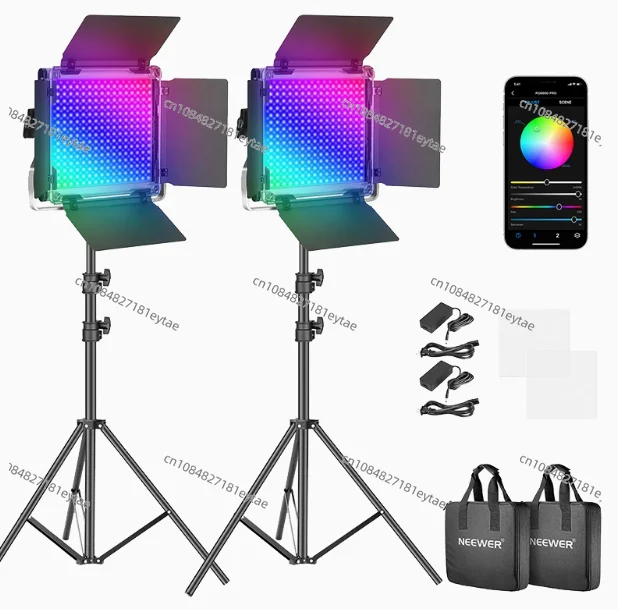 

Neewer 3 Packs 480 RGB Led Light with APP Control, Photography Video Lighting Kit with Stands and Bag, 480 SMD LEDs CRI95/3200K