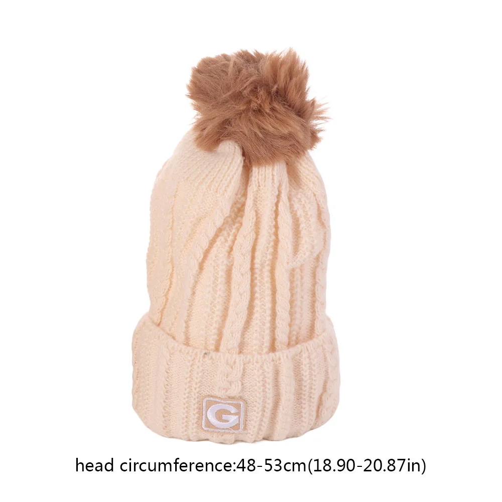 

Cute Thicken Children's Hat with Scarf Neck Warmer Ball Crochet Hat Solid Color Korean Style Baby Ear Protection Hat Toddler