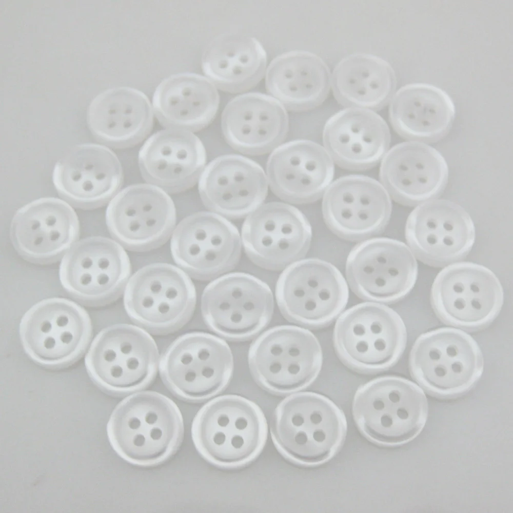 NBNKLA 50Pcs Clear Color 10MM Round Shirt Buttons 4 Holes DIY Sewing Clothes Accessory