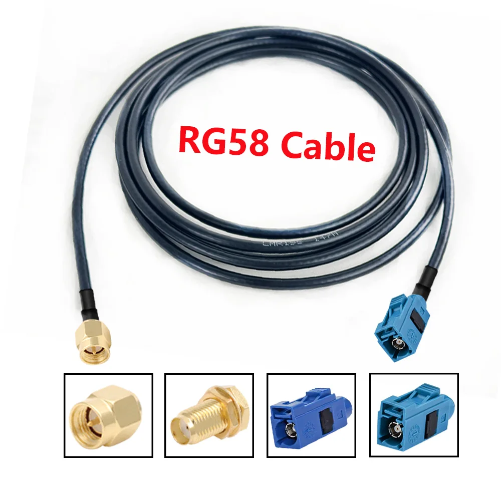 RF-Koaxialkabel RG58 SMA-Stecker auf Fakra C/Fakra Z-Buchse Pigtail-Jumper 50 Ohm - Antennenverlängerung mit Mutter für den Schott, für Auto