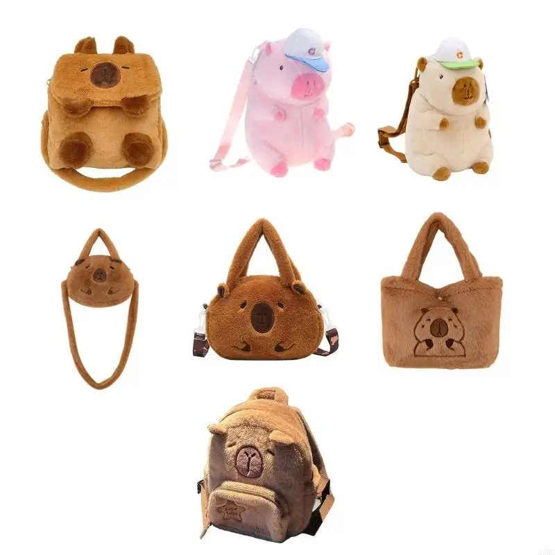 

Stylish Capybara Plush Backpack for Daily Use Travel Cartoon Animal Shoulder Bag Q5WC