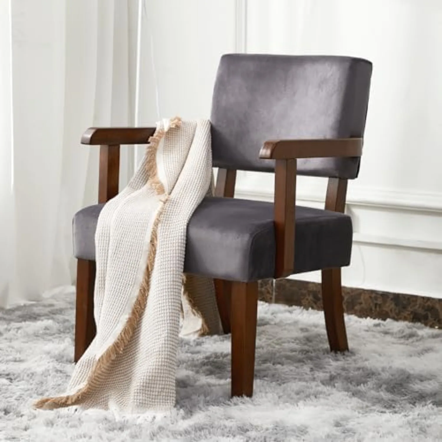 Modern Accent Chair, Upholstered Living Room Chairs with Wood Frame, Oversized Reading Armchair for Bedroom Waiting Room