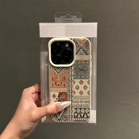Винтажный чехол для телефона с этническим узором в виде коврика для iPhone 17, 16, 15, 14 Plus, 13, 12, 11 Pro Max, мягкий защитный противоударный чехол в стиле ретро