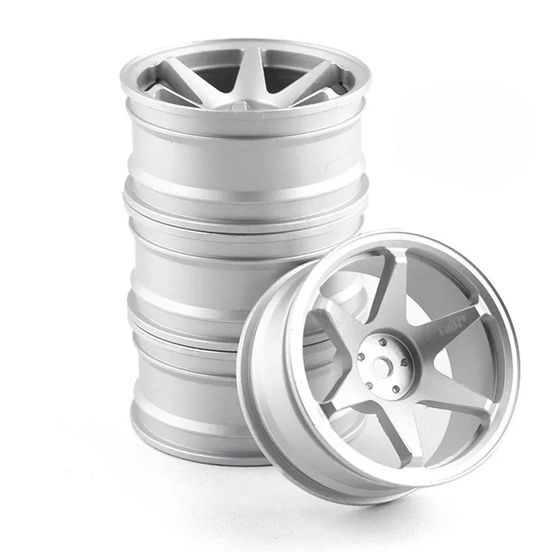 

4Pcs 1/10 RC On-Road Drift Racing Car 52mm Metal Wheel Rim Wheel Hubs for Tamiya Kyosho HSP HPI Sakura Trxs,Titanium A