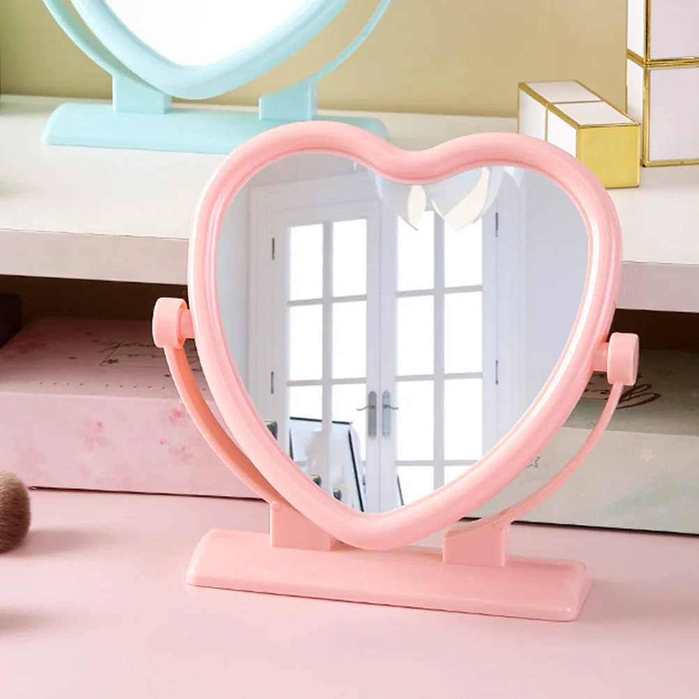 Coração mesa dupla face espelho portátil para quarto cômoda decoração espelhos para o quarto