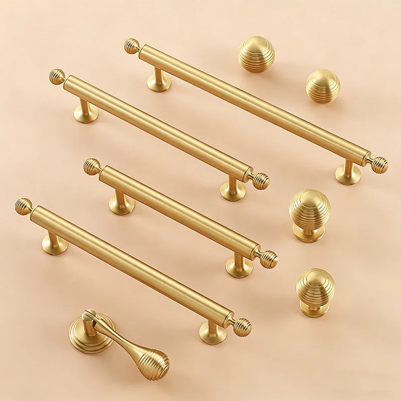 Brass Wardrobe Handle Pure Copper Simple Drawer Single Hole Cabinet Door Handle Spherical Single Hole Door Handle