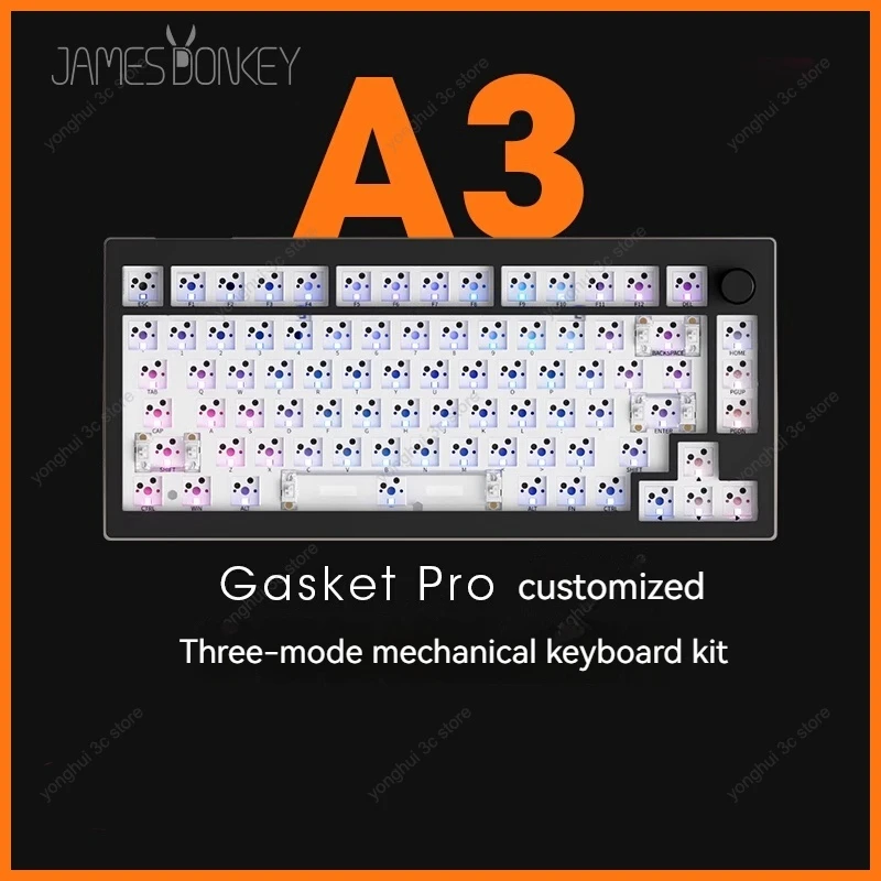 

James Donkey A3 Mechanical Keyboard Kit Wired/wireless/bluetooth 75% Layout Gasket Pro Hot Swap Customized Gaming Keyboard Kits