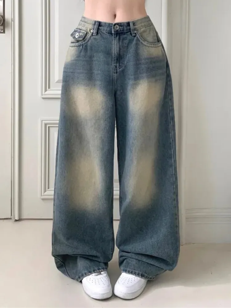 

Джинсы Waed, американские уличные джинсы Sle ket, свободные широкие брюки, винтажный вид, весна-осень-зима, женская одежда