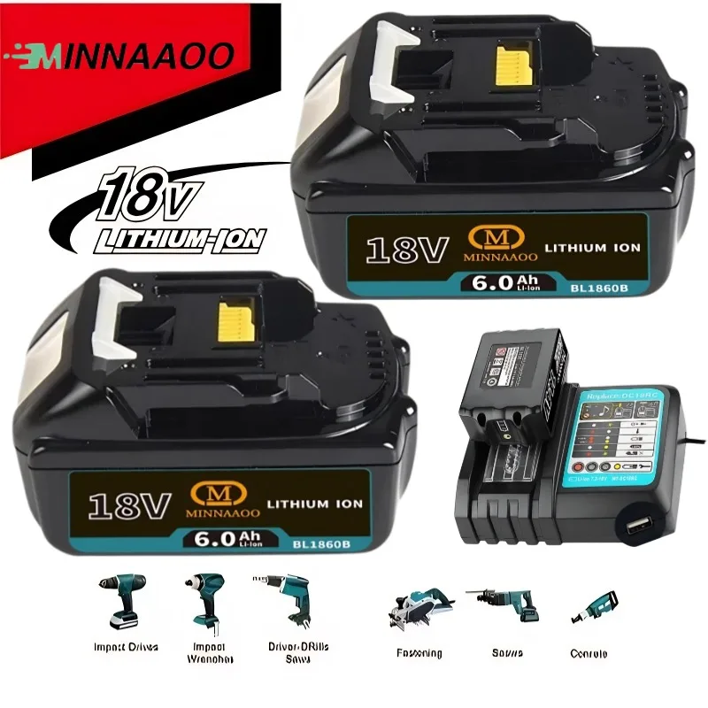 

Для литий-ионного аккумулятора Makita 18 В с большой емкостью 6,0 Ач для электроинструмента BL1830 BL1815 BL1860 BL1840