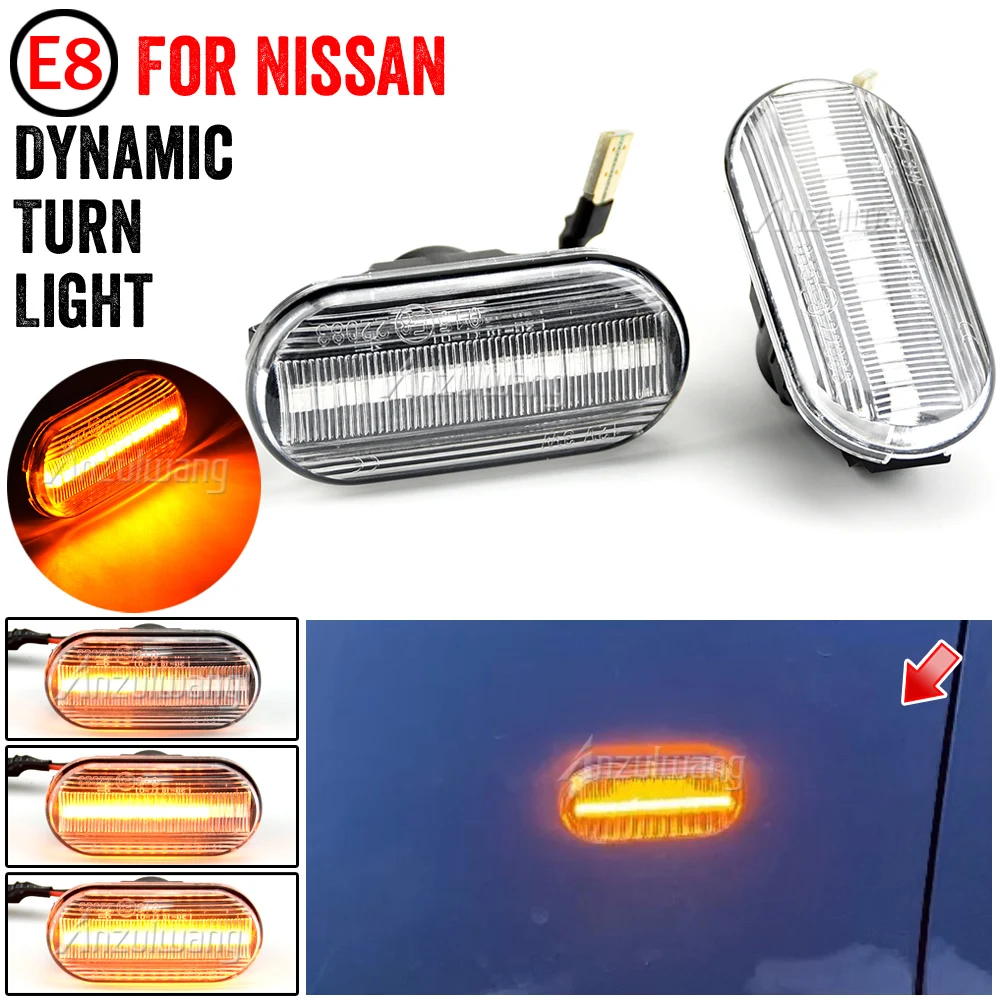 For Nissan Tiida C11 Note E11 Micra K12 Navara D40 2160-AX000 LED Dynamic Side Turn Signal Lamps Lights