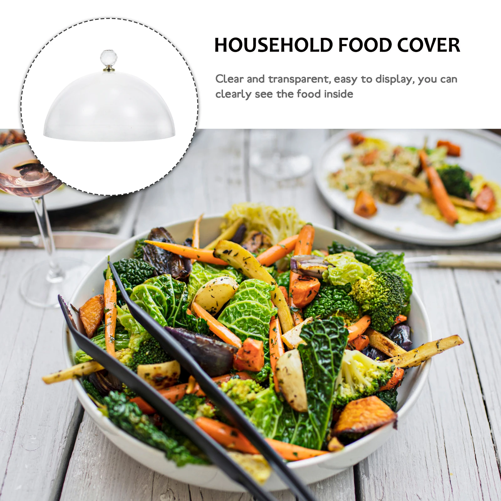 

1Pc Clear Acrylic Dessert Protective Cover Long Lasting Cake Shield Easy Grip Handle Household Food Cover