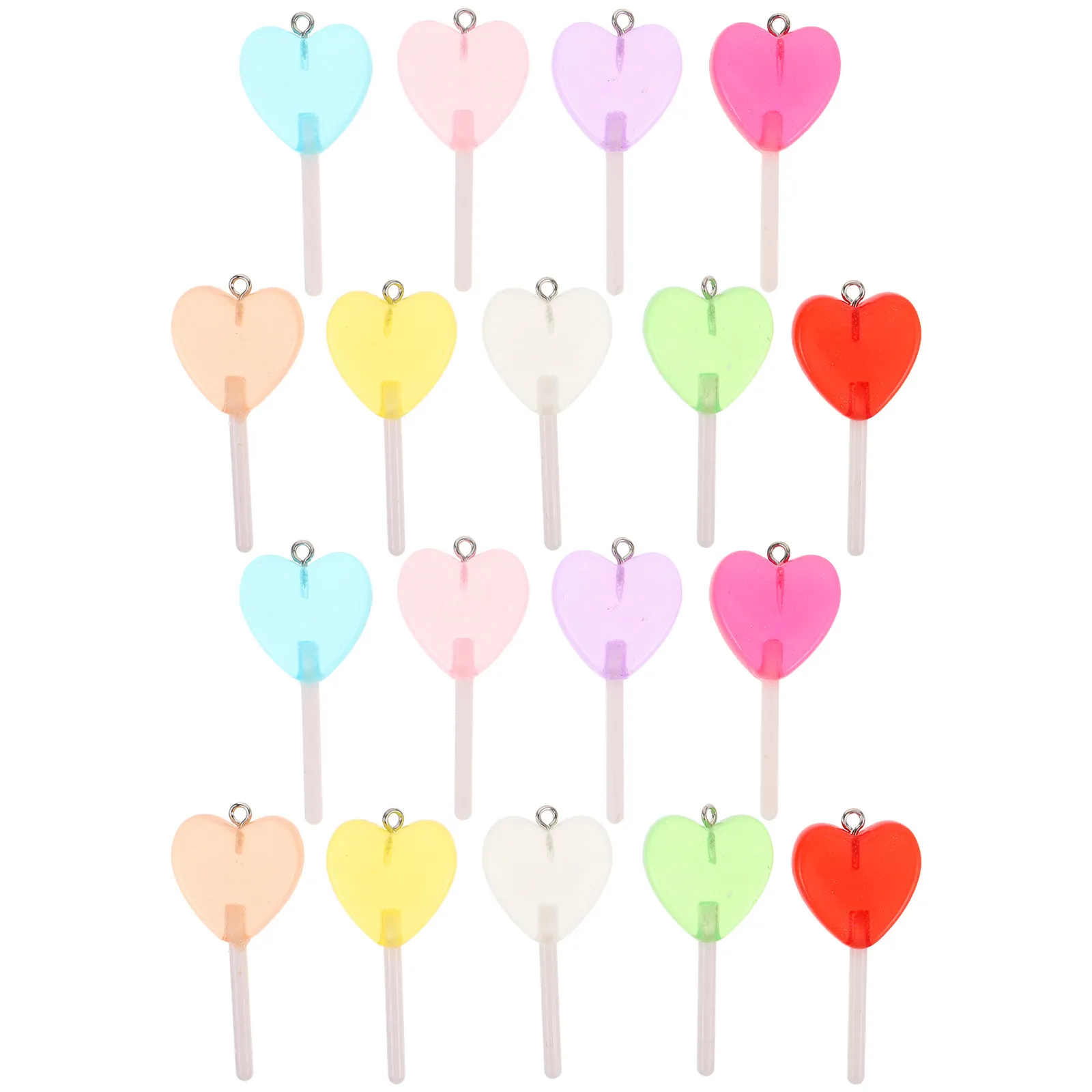 40Pcs Lollipop Shaped Resin Charms Vibrant Lasting Colors Sweet Candy Heart Pendants for Keychains Bags Jewelry Craft