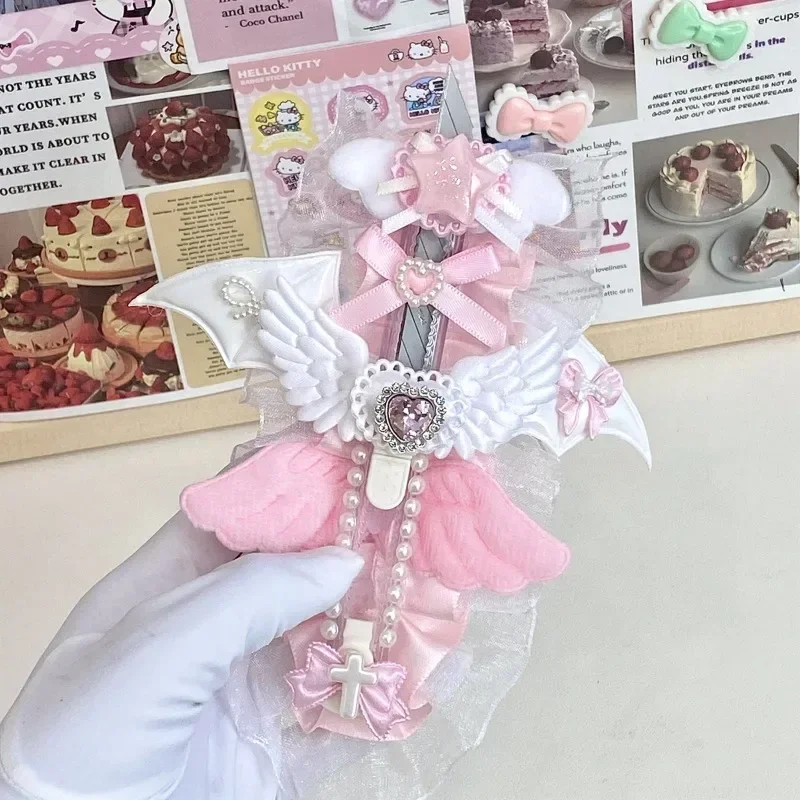 1 Pc Kawaii Retro Y2K Style Box Cutter Heart Wings Lace Bow Scrapbook Journal Paper Student  Cute Creative Design Utility Knife