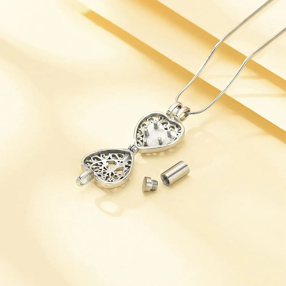 قلادة على شكل جرة على شكل قلب دائمًا من أجل مجوهرات الرماد التذكاري من الفولاذ المقاوم للصدأ